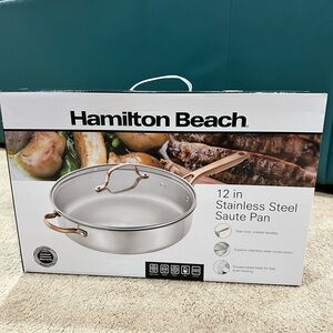 Hamilton Beach Silver Saute Pan with Gold-Tone Handles